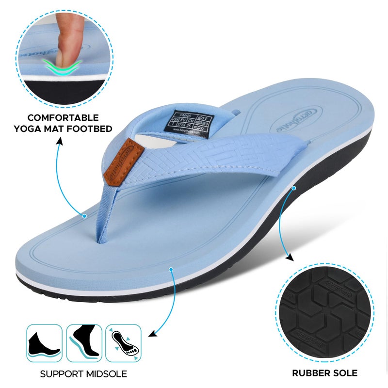 AEROTHOTIC Flip Flops Arch Support Womens â€“ Slip On Recovery Plantar Fasciitis Relief Orthotic Slippers â€“ Lightweight Thong Cushioning Sandals Women â€“ Indoor Outdoor Footwear (Solace Cloud Blue, Size 10) - Image 4