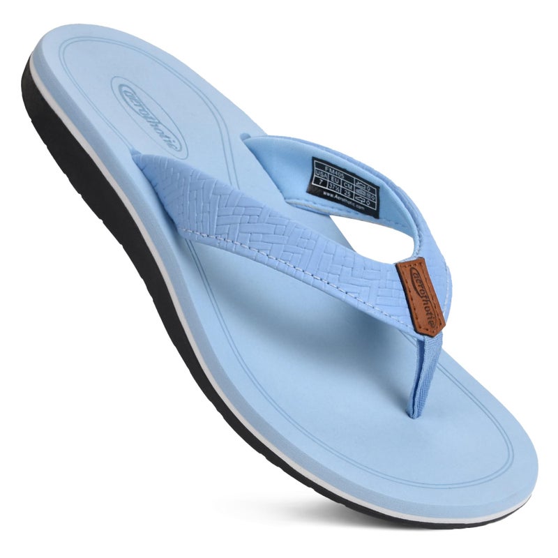 AEROTHOTIC Flip Flops Arch Support Womens â€“ Slip On Recovery Plantar Fasciitis Relief Orthotic Slippers â€“ Lightweight Thong Cushioning Sandals Women â€“ Indoor Outdoor Footwear (Solace Cloud Blue, Size 10) - Image 1