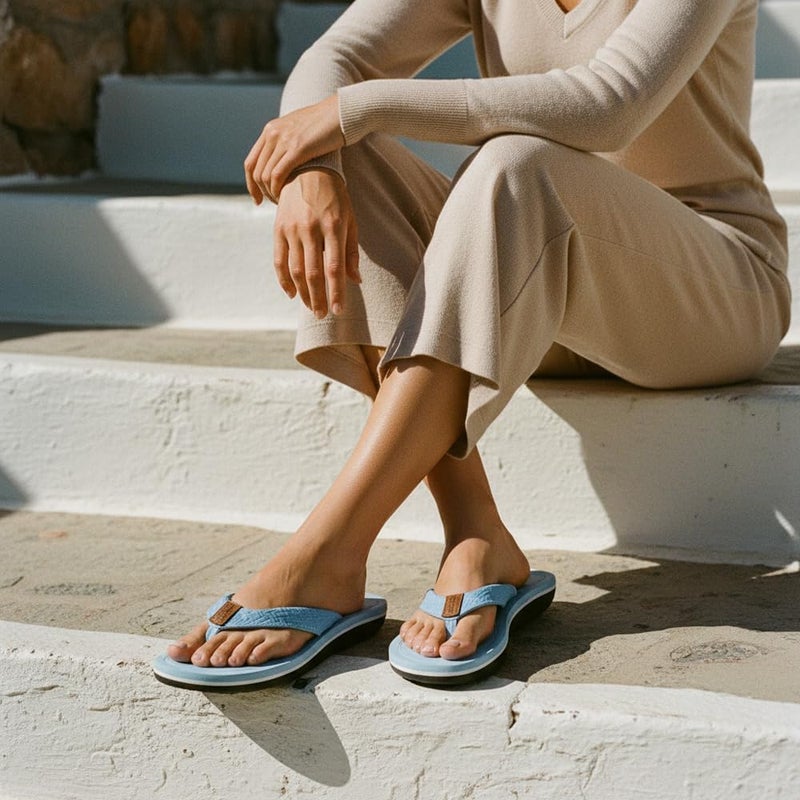 AEROTHOTIC Flip Flops Arch Support Womens â€“ Slip On Recovery Plantar Fasciitis Relief Orthotic Slippers â€“ Lightweight Thong Cushioning Sandals Women â€“ Indoor Outdoor Footwear (Solace Cloud Blue, Size 10) - Image 3