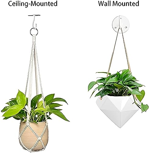 LangPu Ceiling Hooks for Hanging Plants-Metal Heavy Duty Wall Mounted Hangers for Hanging Bird Feeders, Planters, Wind Chimes, Include Professional Drywall Anchors(3-Pack) (White) - Image 5