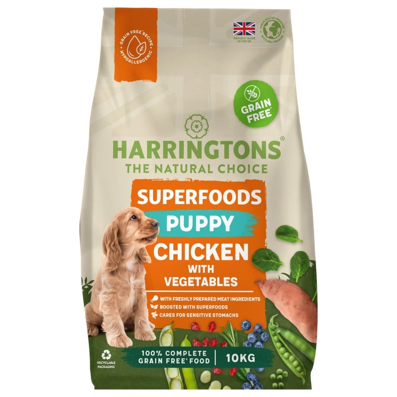 Harringtons Superfoods Chicken with Vegetables Puppy Dry Dog Food 10kg - Image 1
