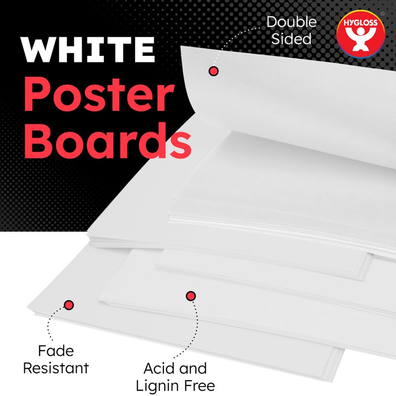 Hygloss Medium Poster Board 11x14 - 25 Poster Boards Bulk Pack - 10 Pt. Thickness White Poster Board Paper for Projects, Presentations, Displays, Signs, Crafts - Blank Posterboard Multipack 11" x 14" - Image 2
