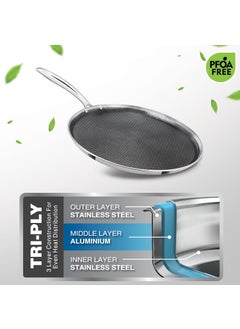 MILTON Pro cook MILTON Pro cook Triply Hexa Tech Induction Stainless Steel Tawa28 cmSilverHoneycomb NonStick StructureSturdyHandleFood GradeFlame Hot Plate SafeMetal Spoon Friendly3 Years Warranty  - Image 5