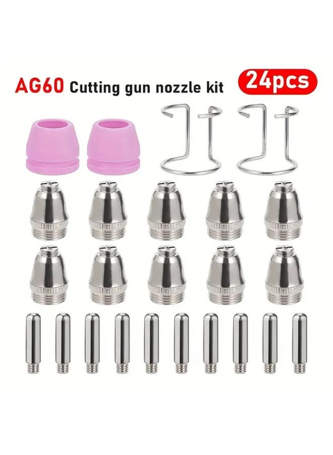 24pcs Plasma Cutter Torch Consumables Nozzles Tips Kit For WSD60 AG60 SG55 CUT60 LGK60 - Image 1