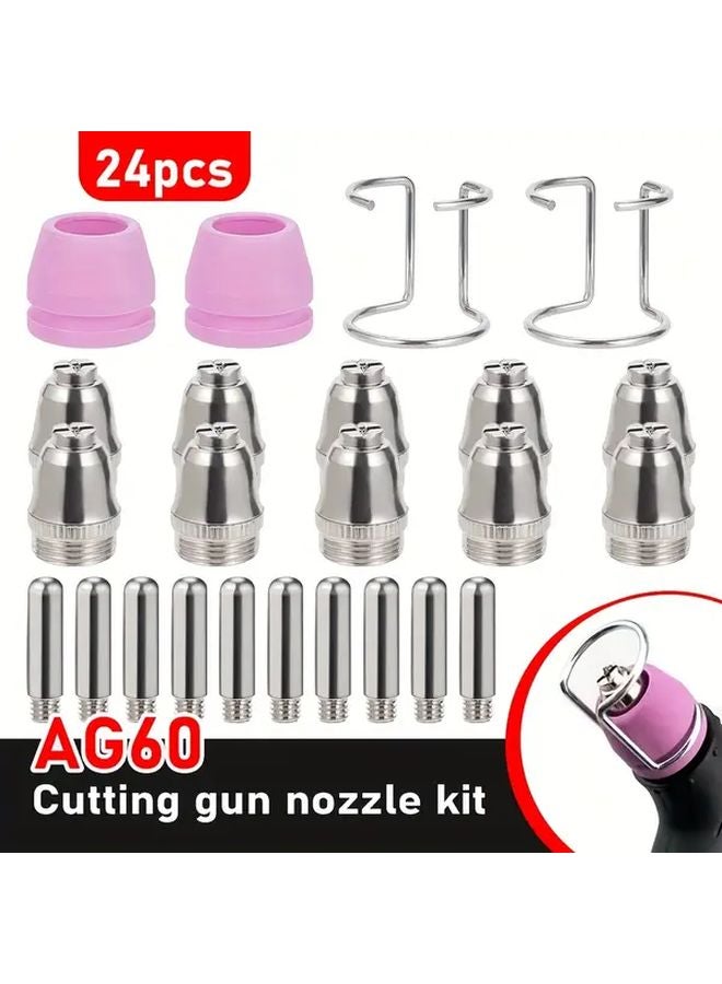 24pcs Plasma Cutter Torch Consumables Nozzles Tips Kit For WSD60 AG60 SG55 CUT60 LGK60 - Image 2
