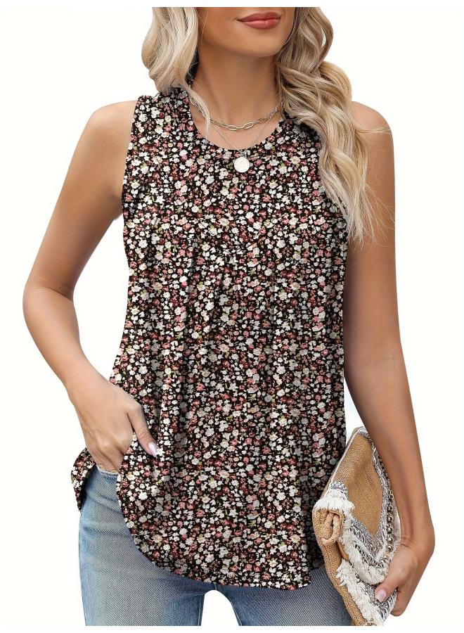 Song Feng Ya Hot Vest Women Top Summer Plus Size Print Round Neck Sleeveless Vest Fashion Women Top 