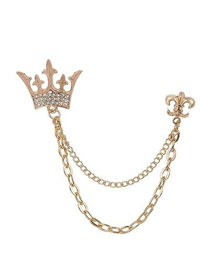 Adorn Combo of Crown & Lion face brooches/Lapel Pin for Men.(B-1535-1977BK) - Image 3