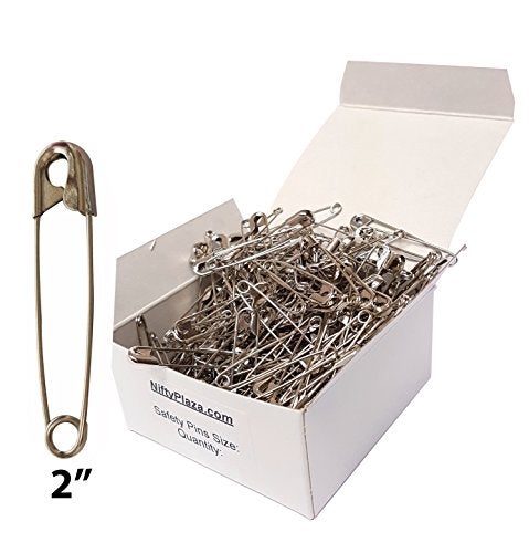 NiftyPlaza 500 Pcs Extra Large 2" Safety Pins - Heavy Duty, Industrial Strength, Nickel Plated, Rust Resistant (500 Safety Pins) - Image 1
