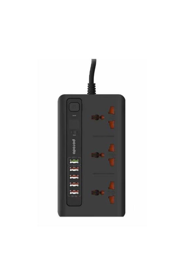 تك فورت - 4-ميناء أوسب مهايئ توزيع مع مقبس الطاقة العالمي الأسود - Image 1