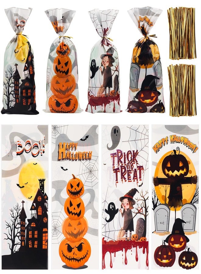 GoClimber 120 PCS Halloween Treat Bags with Twist Ties - Halloween Candy Bags for Party Favors & Trick or Treat - Image 1