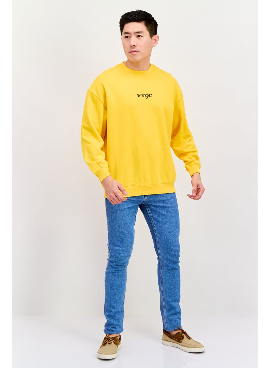 Wrangler Men Crew Neck Brand Logo Sweatshirts, Dark Yellow  - Image 2