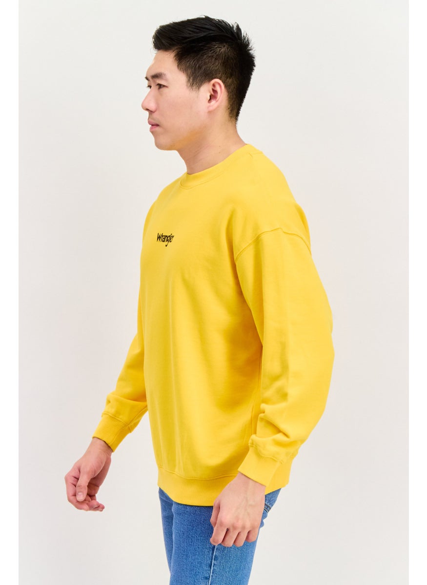 Wrangler Men Crew Neck Brand Logo Sweatshirts, Dark Yellow  - Image 4