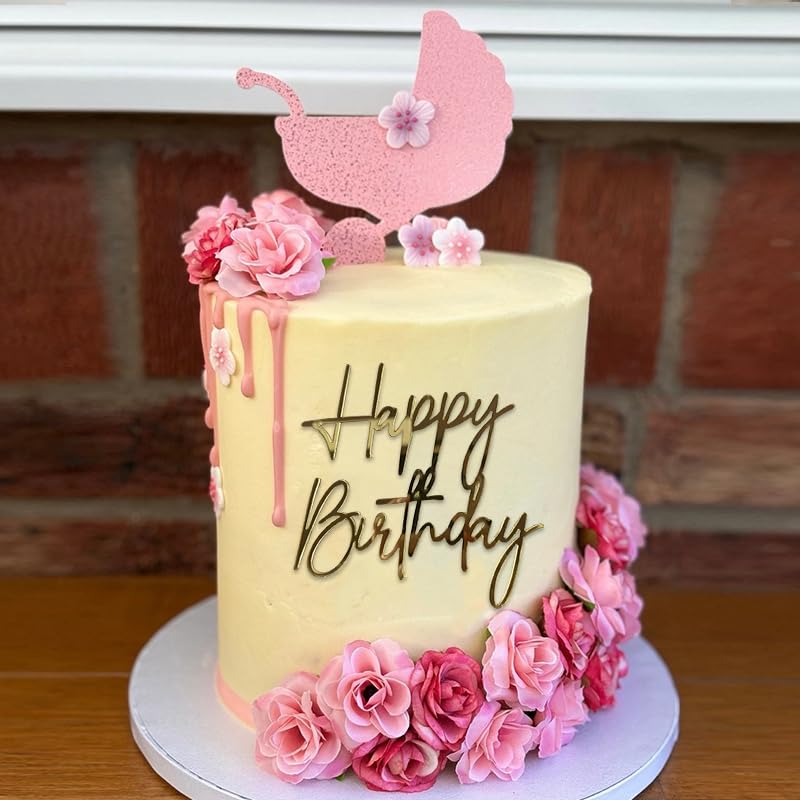 QPARTYFIRE 1PCS Happy Birthday Cake Topper,Gold Mirror Acrylic Boy or Girl Cake Sign Decorations,Birthday Cake Charm Supplies for Birthday Party Cake Dessert - Image 3