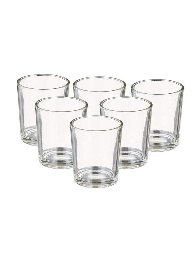 Kaameri Bazaar Set of 6 Glass Votive Tealight Candle Holders - Living Room Side Table Home Decoration (Glass, Pack of 6, Clear) - Image 1