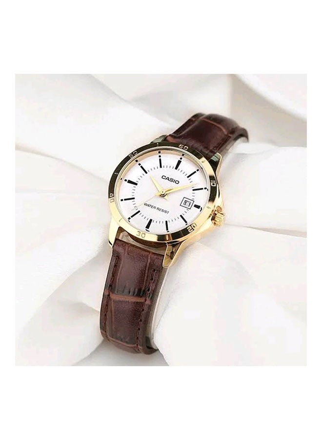 Leather Analog Watch LTP-V004GL-9AUDF