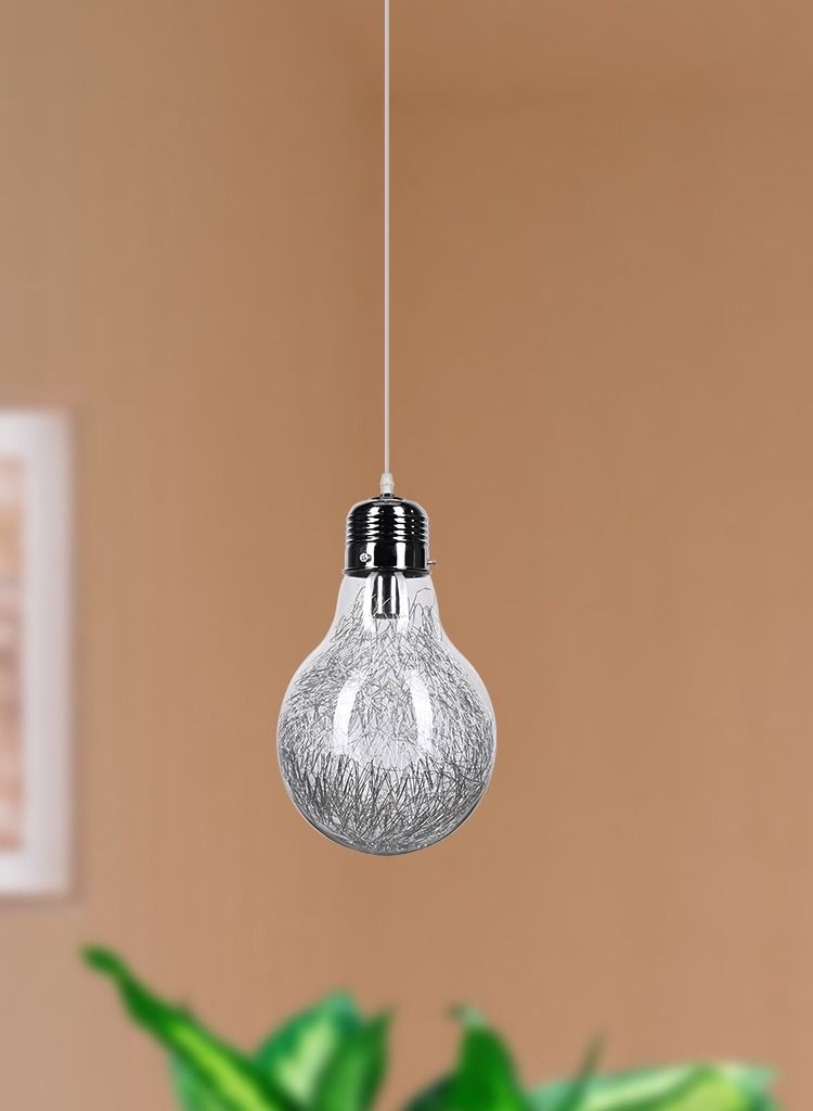 El Rawda Lighting Dcorative Bulb Ceiling Lamp | modern decorative LED E27 pendant light ceiling lamp hanging | suitable for any room | Color: Silver | Size: 70x22 cm - Image 2