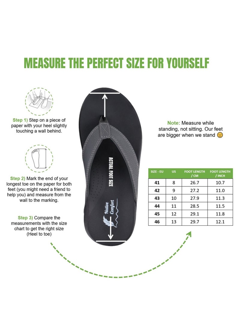 Native Comfort - Flip Flops for Men - Comfortable and Light Weight Slippers -PU Leather Sandals for Indoor/Outdoor/Beach- - Image 1