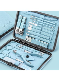 Leipple Manicure Set Professional Pedicure Kit Nail Clippers Kit - 18 pcs Nail Care Tools - Grooming Kit with Luxurious Upgraded Travel Case (Blue)  - Image 1