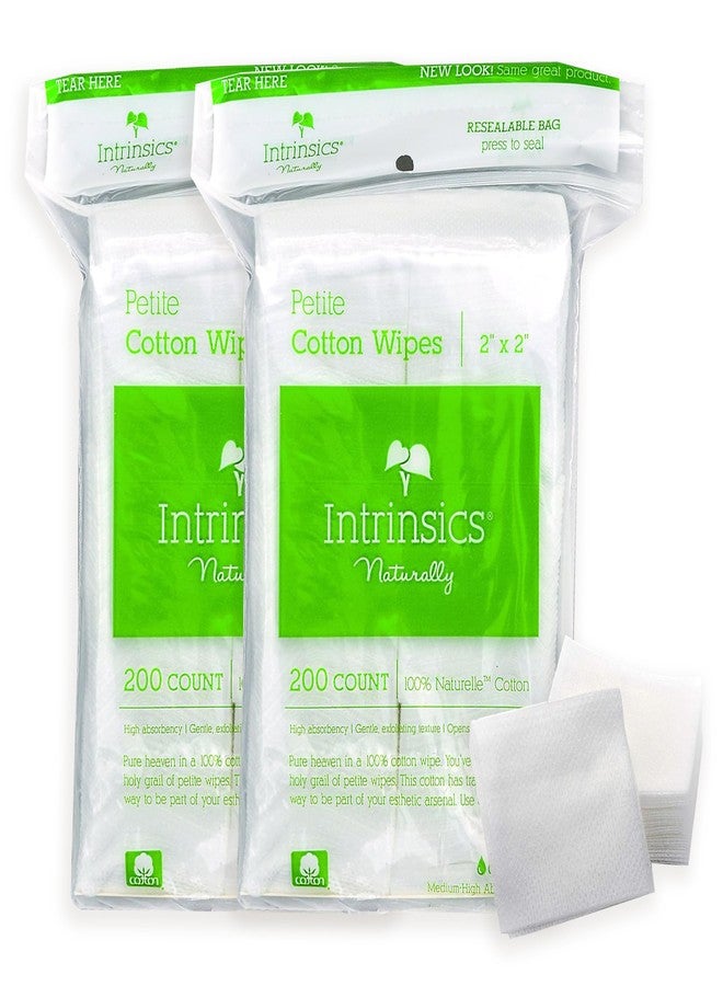 Intrinsics Petite Cotton Squares (400 Count) - 2x2 4-Ply Medium-High Absorbency Pads, Lint-Free Hypoallergenic Cotton for Face, Makeup Removal, Skincare, and Spa Use