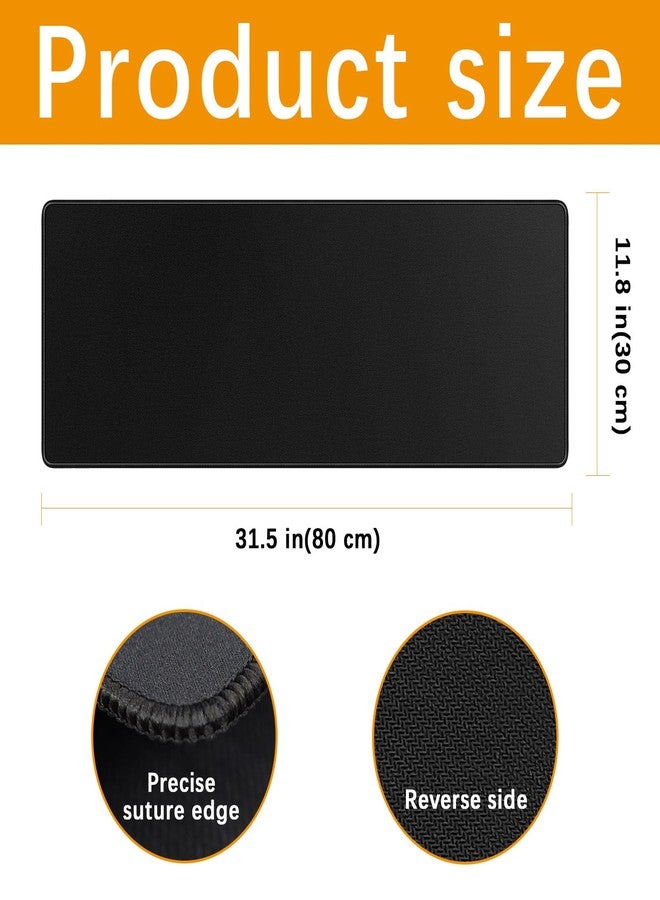 Anpuimult 4 Pcs Large Gaming Mouse Pad Black 31.5x11.8 in,Extended Desk Keyboard Pad with Micro Weave Cloth, Edges Stitched Gaming Mouse Pad Pack for Office and Home Use - Image 2