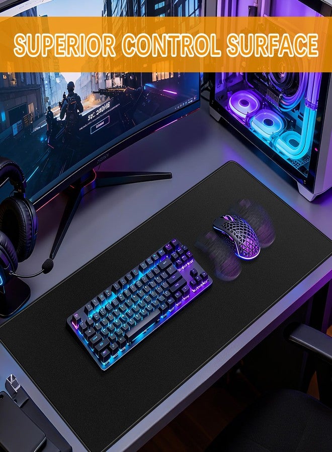 Anpuimult 4 Pcs Large Gaming Mouse Pad Black 31.5x11.8 in,Extended Desk Keyboard Pad with Micro Weave Cloth, Edges Stitched Gaming Mouse Pad Pack for Office and Home Use - Image 3