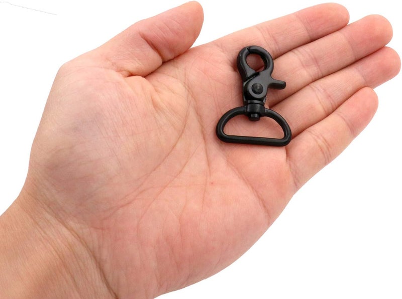 BIKICOCO 1'' Swivel Trigger Snap Hook Lobster Claw Clasp Spring Loaded Clip, D-Ring Ended, Black - Pack of 10 - Image 3