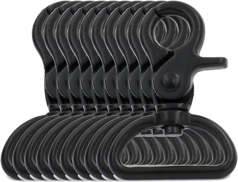BIKICOCO 1'' Swivel Trigger Snap Hook Lobster Claw Clasp Spring Loaded Clip, D-Ring Ended, Black - Pack of 10 - Image 1