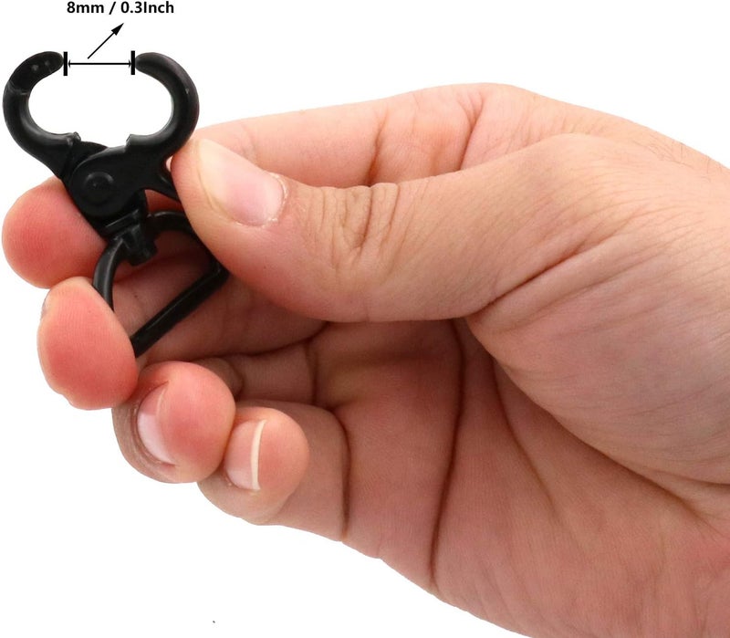 BIKICOCO 1'' Swivel Trigger Snap Hook Lobster Claw Clasp Spring Loaded Clip, D-Ring Ended, Black - Pack of 10 - Image 4