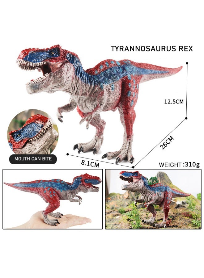 HALAMODO Tyrannosaurus Rex Animal Model With Movable Jaw - Realistic Solid Dinosaur Statue, Dinosaurs Action Figure, Children'S Educational Cognitive Toy, Bath Pool Water Toy, Birthday Party Gift for Boys and Girls , Prehistoric Dinosaur Collection Decor, Red Blue , 26*8.1*12.5 cm - Image 1