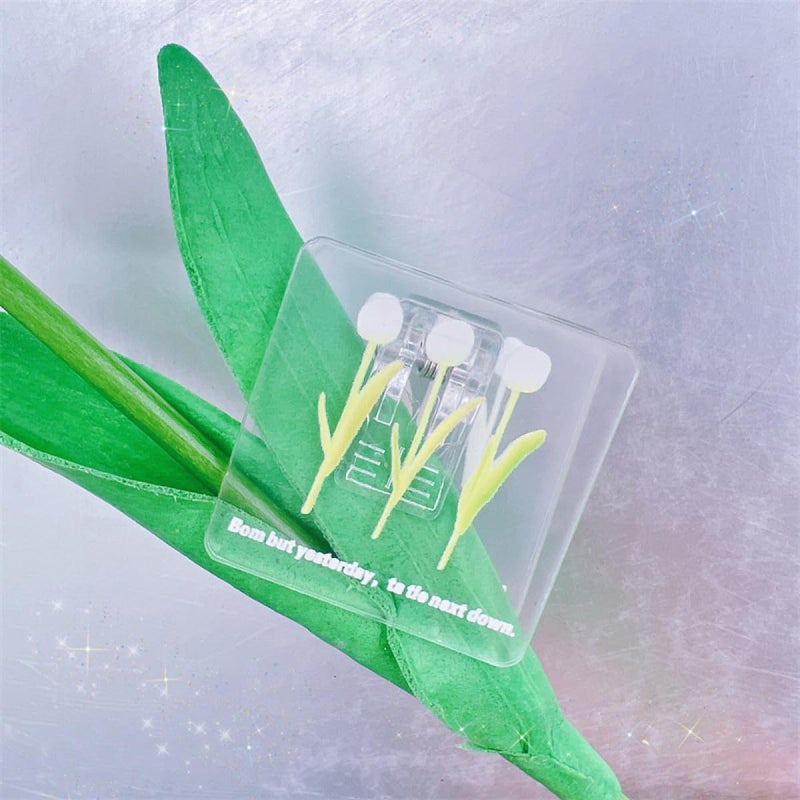 7Pcs Acrylic Tulip Paper Clips Multi Function File Clips for Office Home School - Image 5