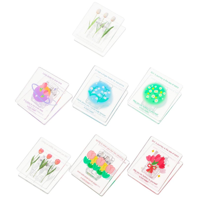 7Pcs Acrylic Tulip Paper Clips Multi Function File Clips for Office Home School - Image 2