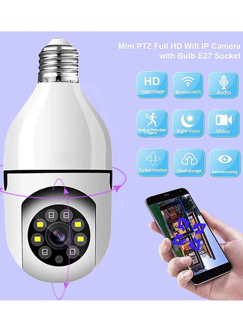 DubaiGallery Light Bulb Security Camera 360 Degree, Full HD 1080p Wireless Wifi Light Bulb Camera, Night Vision Home Security Camera, Remote Access, Home Security Camera Indoor - Image 2