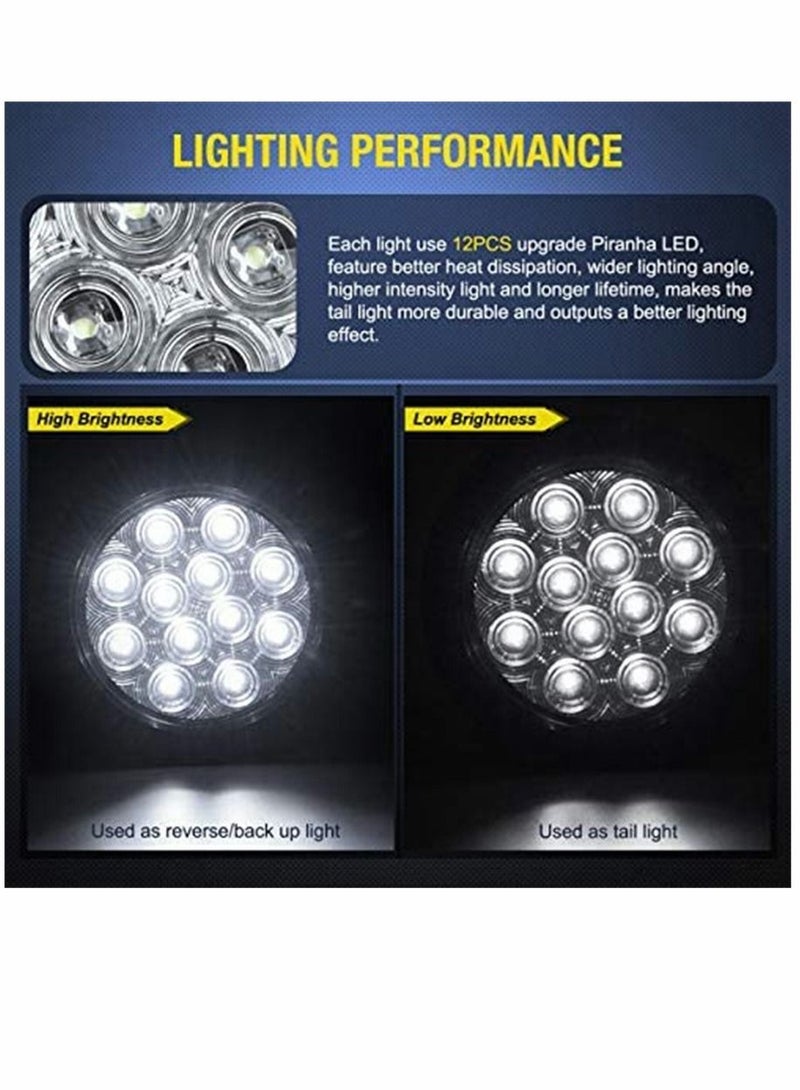 SYOSI Tail Light 4"" White Round LED Reverse Back Up Light w/Surface Mount Grommet Plugs Trailer Tail Lights 12 LED, with Turn Signal Truck Trailer Light Side Light, for Truck Trailer RV Jeep, 2PCS (TL-26) - Image 4