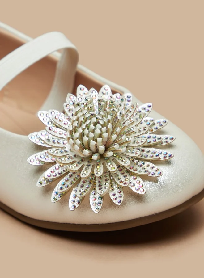 JUNIORS Girls Floral Embellished Mary Jane Shoes