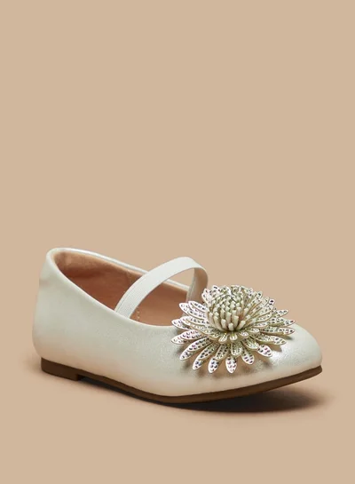 JUNIORS Girls Floral Embellished Mary Jane Shoes