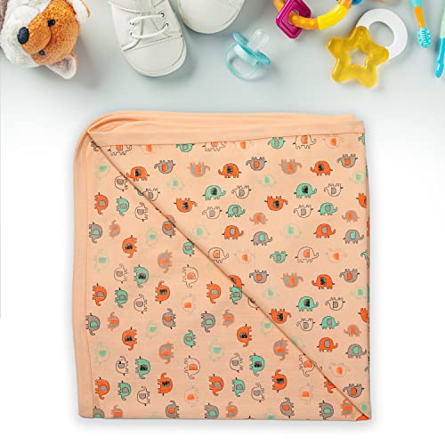 Luv Lap LuvLap Cotton Hooded Wrapper - Baby Towel for New Born | Big Size 75cm x 75cm | Soft, Safe & Skin-Friendly | for Newborns 0-12 Months | Lightweight & Travel Friendly, Elephant Print - Orange, 1 Count - Image 4