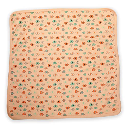 Luv Lap LuvLap Cotton Hooded Wrapper - Baby Towel for New Born | Big Size 75cm x 75cm | Soft, Safe & Skin-Friendly | for Newborns 0-12 Months | Lightweight & Travel Friendly, Elephant Print - Orange, 1 Count - Image 3