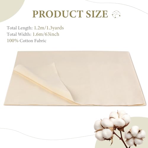 Rindion 100% Cotton Fabric, 63 in x 1.3 Yard Unbleached Muslin Fabric, Medium Weight Linen Fabric by The Yard for Sewing Embroidery, Garments, Arts and Crafts - Image 2