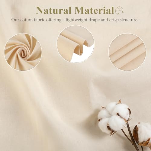 Rindion 100% Cotton Fabric, 63 in x 1.3 Yard Unbleached Muslin Fabric, Medium Weight Linen Fabric by The Yard for Sewing Embroidery, Garments, Arts and Crafts - Image 3