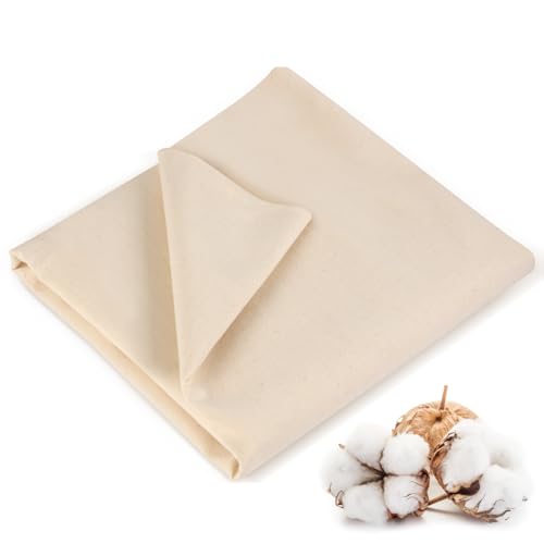 Rindion 100% Cotton Fabric, 63 in x 1.3 Yard Unbleached Muslin Fabric, Medium Weight Linen Fabric by The Yard for Sewing Embroidery, Garments, Arts and Crafts - Image 1