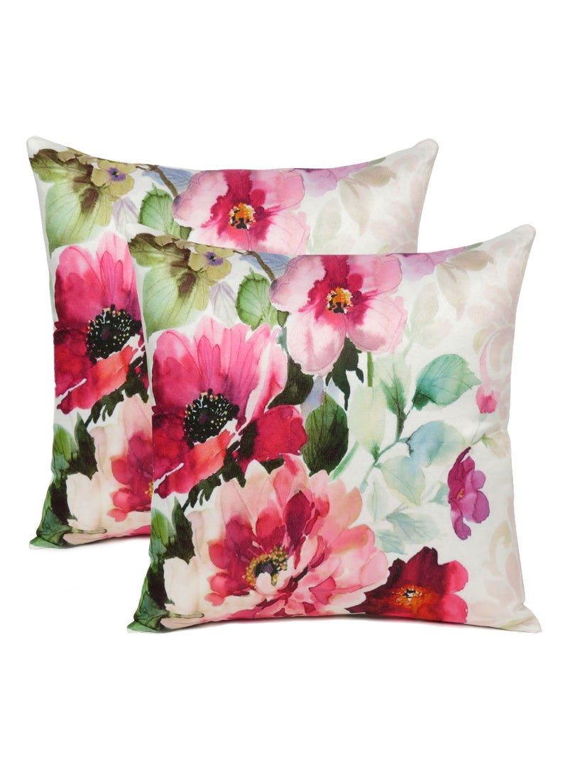Oussum Floral Decorative Multicolor Throw Pillow Covers Pack of 2 For Office Chair Car Seat Home Bedroom Sofa Home Decoration (20 X 20 Inch)  - Image 1