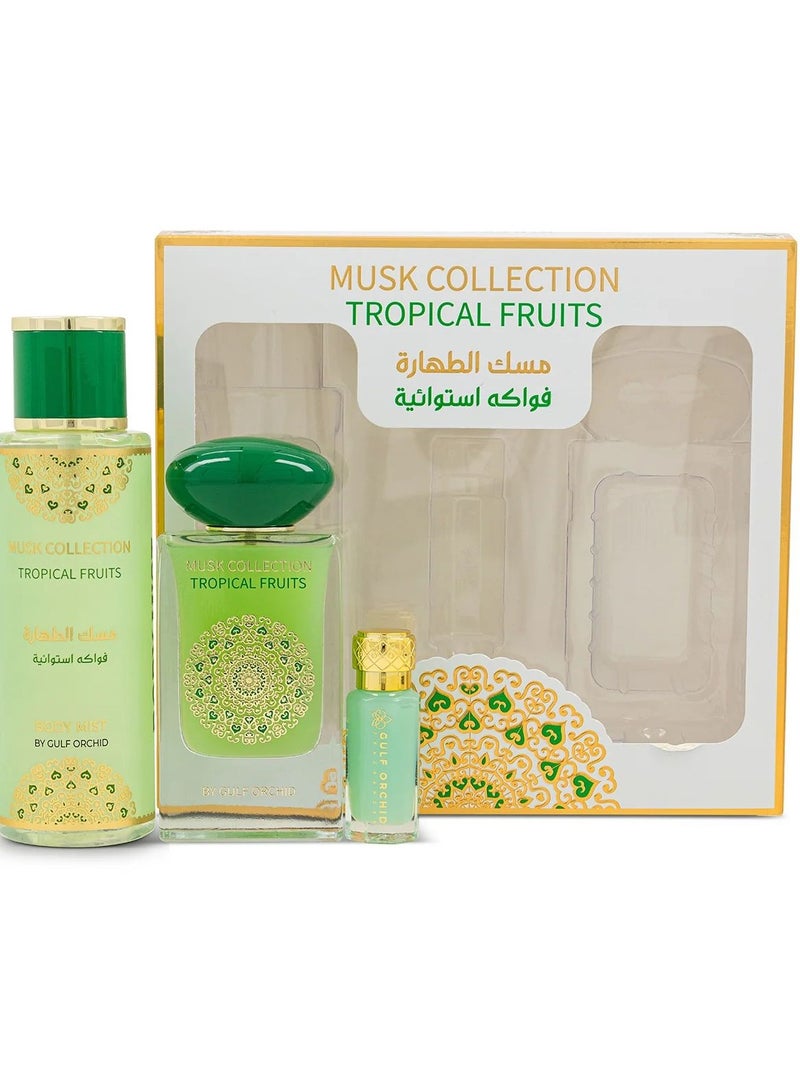 جولف أوركيد مجموعة مسك الطهارة فواكه استوائية معطر جسم +عطر أو دو برفيوم بخاخ + زيت عطري مركز - Image 2