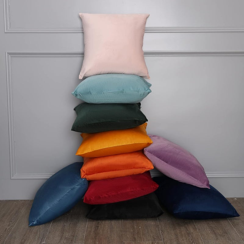 MZPSO Pack of 2, Velvet Super Soft Solid Decorative Square Throw Pillow Covers Set Cushion Case for Sofa Bedroom Car 12 x 20 Inch 30 x 50 cm Black - Image 5