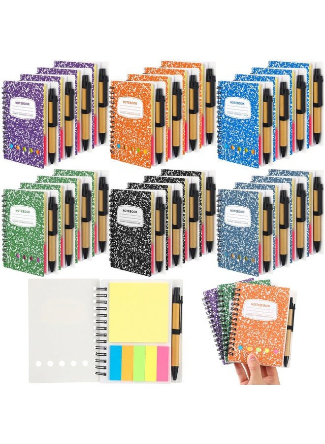 Dunzoom 24 Sets Lined Spiral Notebook, Small Notepad with Pen Set Steno Pads 5.2" x 4.1" Pocket Notebook for Outdoor Home Business Office School Supplies, 60 Sheets (Multicolor) - Image 1