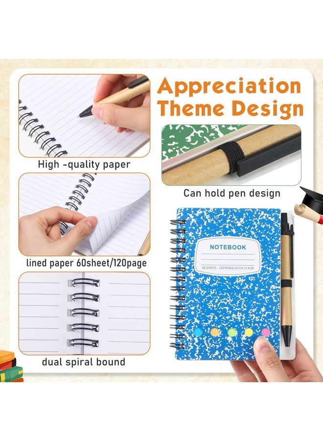 Dunzoom 24 Sets Lined Spiral Notebook, Small Notepad with Pen Set Steno Pads 5.2" x 4.1" Pocket Notebook for Outdoor Home Business Office School Supplies, 60 Sheets (Multicolor) - Image 4