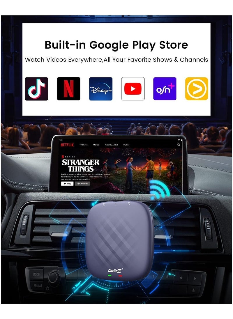 كار لينكيت Ai Box Ultra Android 13 ، 3 في -1 لترقية كابل OEM CarPlay Android Auto Wireless ، 8 نواة 8 جيجابايت + 128 جيجابايت ، موسيقى فيديو GPS مدمجة تدعم Google Play - Image 1