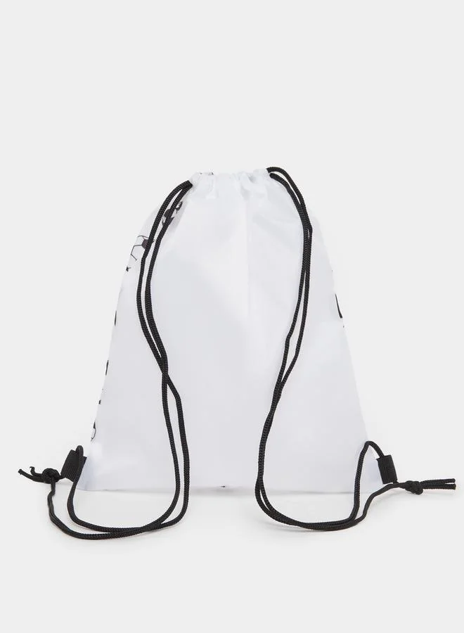 Styli Styli Graphic Printed Backpack with Drawstring Closure