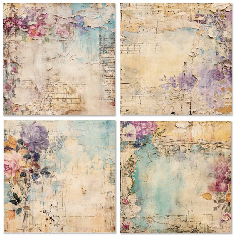 WLXTREE Vintage Floral Scrapbook Paper Pad - Flower Patterned Cardstock Paper Pads,6x6 Single-Sided Junk Journal Scrapbooking Paper for Card Making Cottagecore Picture Art Collage - Image 4