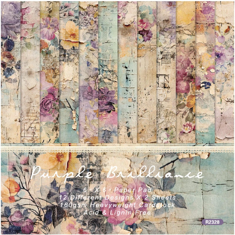 WLXTREE Vintage Floral Scrapbook Paper Pad - Flower Patterned Cardstock Paper Pads,6x6 Single-Sided Junk Journal Scrapbooking Paper for Card Making Cottagecore Picture Art Collage - Image 1