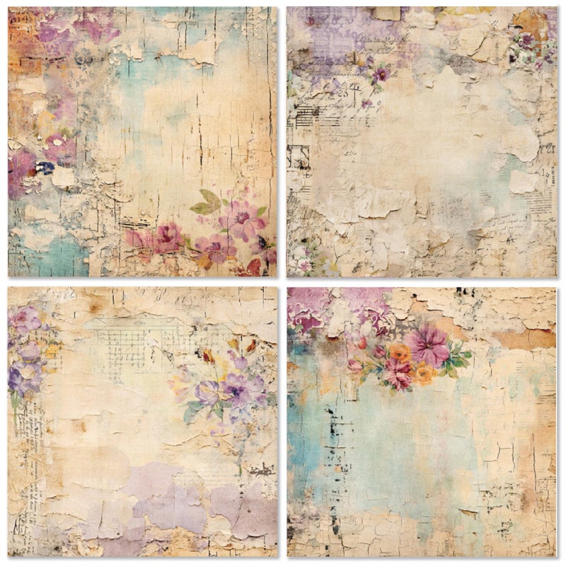 WLXTREE Vintage Floral Scrapbook Paper Pad - Flower Patterned Cardstock Paper Pads,6x6 Single-Sided Junk Journal Scrapbooking Paper for Card Making Cottagecore Picture Art Collage - Image 3